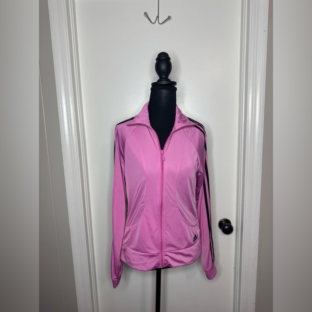 Adidas Track Training Sport Women’s Monopink/ Black Full Zip Jacket Size Small